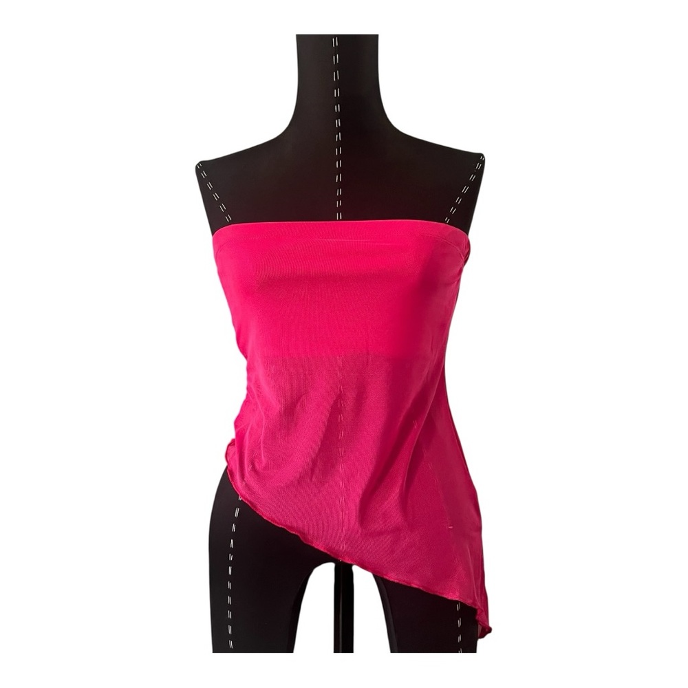 Just Polly New York Pink Asymmetrical Mesh Top